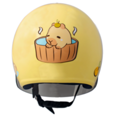 GP-5 泡澡水豚君 兒童安全帽 3/4罩 卡通安全帽 半罩 兒童3/4罩 卡皮巴拉 水豚君, 粉黃