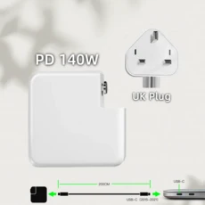 61W 87W 96W 140W USB C 충전기 전원 어댑터 (맥북 프로 16 15 13인치 뉴 에어 호환) C타입 PD 지원, 02 PD 140W - UK Plug