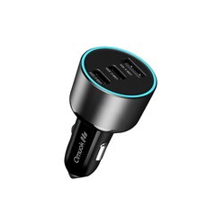 Amuok 84W 車用充電器 三孔快速充電 (USB-C 33W x2 USB-A 18W x1), 三孔 車充-黑色, 84W 快速 充電器