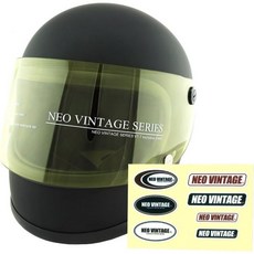 NEO 빈티지 VT-7 레트로 오토바이헬멧 풀페이스 L 59~60cm, L size, 무광 블랙 x 노란 쉴드