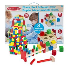 Melissa&Doug 美國瑪莉莎 幼兒原木積木3入組, MD93685