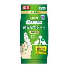 LION 獅王 Petkiss 犬貓用 齒垢清潔濕巾, 30枚入り