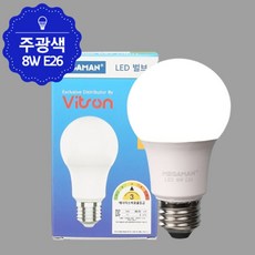 웍스알 벌브 LED 메가 8W 주광 A60 E26 E26전구
