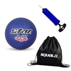 STAR 초등학생 피구공 20cm 발야구 탱탱볼 학생 체육시간 고무 공, Blue + SQ 공 가방 & 펌프, 1개