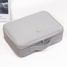 新品 證件收納包盒大容量家用多功能箱手提整理文件袋卡包戶口本 副廠商品, 1個, 高雅灰 無鎖無內盒軟包, N/A