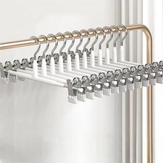 褲夾子 不銹鋼衣架 無痕防滑 掛褲子 百褶裙褲 強力 JK褲架 衣撐帶, 白色, 10個