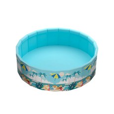 免充氣摺疊游泳池豪華戲水組，兒童遊戲泳池，方便收納, 清涼藍夏, 1個