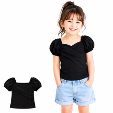 유아 여아 반팔 티셔츠 튤립 퍼프소매 등원룩 데일리룩