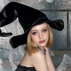 앤브리사 할로윈 벨벳 마녀 모자 마법사 코스튬 놀이동산 파티 소품, 1개, 기본형