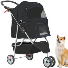 트 펫 유모차 고양이 개 우리 여행용 접이식 블랙, rple, 4 Wheels