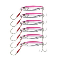 바다낚시 방파제 갯바위 선상 루어낚시 갈치지깅 삼치 농어 대구 광어 크롬 메탈지그 6세트, 6개, 30g, 핑크