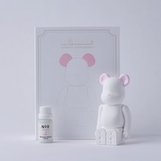 日本BE@RBRICK庫柏力克香氛熊 Bibliotheque-Blanche 居家香氛擺飾 持久清新 提升生活品味, 1個, 馬卡龍彩色耳朵版（馬卡龍粉-櫻桃味香氛）