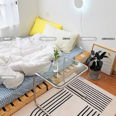 사각유리테이블 거실 커피 유리 낮은테이블, E. 사이즈