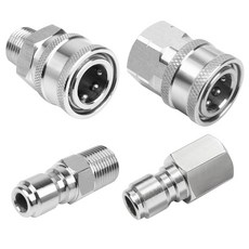 [ 804608 ] Ufixed 녹 방지 2세트 1cm(3/8인치) 압력 와셔 퀵 커넥트 피팅 스테인리스 스틸 부품 누출 어댑터 세트 호스 연결, 4 PCS