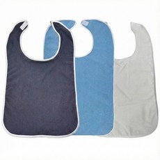 차차쿠바 방수 턱받이 환자용 식사용 앞치마, 화이트+딥 그레이+딥 블루, 1개