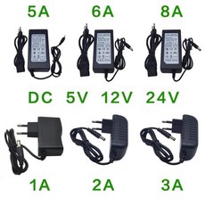 호버 보드용 범용 충전기 자동차 조명 LED AC 220V DC 5V 12V 1A 2A 3A 5A 6A 8A 전원 공급 어댑터, 02 12V, 01 EU Plug, 01 2A