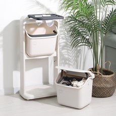 도트 건조대 빨래바구니 2단, 화이트