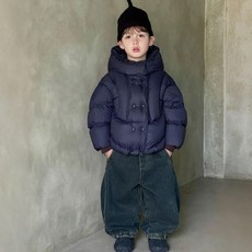 남아 겨울용 고급 방풍 후드 아동용 다운 재킷, 140cm, 블루퍼플 다운재킷