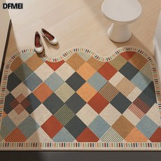 DFMEI 氛圍感入戶門地墊免洗玄關腳墊可裁剪門口進門耐髒防滑絲圈, 1個, 摩登方塊