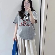 임산부 여름 반팔 티셔츠 임산부용 여름 순면 반팔 티셔츠 루즈핏 대형 사이즈 JXH