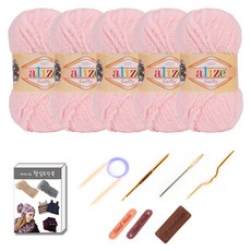 마마니트 벨루토실 5볼 목도리 DIY 세트, 1세트, 베이비핑크