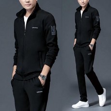 남성 집업 츄리닝 상하세트 봄 가을 맨투맨 긴팔 자켓 점퍼 블랙 와이드팬츠 긴바지 운동복 트레이닝 헬스복 세트