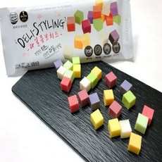 과일 큐브 치즈 디저트 치즈 간편한 핑거 한입 스낵 파티 베이커리 어린이 사각 크림 cju+41981dF