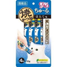 CIAO 啾嚕 貓咪零食 肉泥 鰹魚燒肉泥(干貝) 15g x 4入, 1個, 4R-105 鰹魚燒肉泥(干貝)