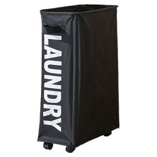 Tiger Pavilion 다기능 접이식 트롤리 빨래 바구니, 블랙