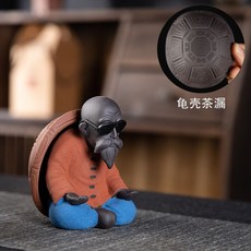 龜仙人茶漏 創意陶瓷茶濾 功夫茶具配件, 1個, 龟仙人茶漏（红）