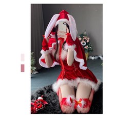 聖誕節兔兔角色扮演服裝 聖誕連衣裙 兔耳朵裝飾