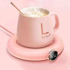 3단 온도조절 디지털 보온 USB 컵 받침대 컵워머, 디지털 컵워머(핑크)