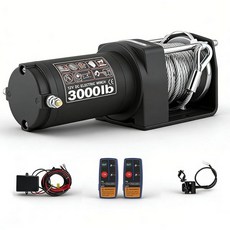 ATV/UTV 오프로드 견인용 윈치 마운팅 브래킷 무선 리모컨 IP67 포함, Steel Rope-3000-NEW