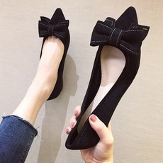 편안한컴포트슈즈 보우 플랫 구두 여성용 입 뾰족한 슈즈 스타일 봄 여름 캐주얼플랫슈즈