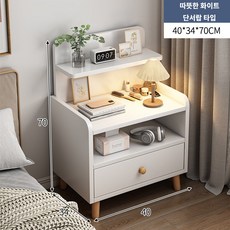 POVEST 침대옆수납장 2026 신형 초협폭 침대 수납장미니멀 고급감 침실 머릿장 선반, 1개, 화이트단서랍 타입