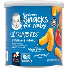 Gerber Lil' Crunchies 8개월 이상 사과 고구마 42g(0.48oz) Gerber (거버), Gerber, Lil' Crunchies, 8개월 이상