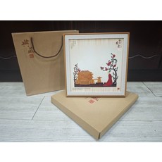 牛皮皮影手工上色框子 25x25cm 傳統工藝收藏, 如圖所示, 1個