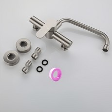 淼瀅精品 SUS304不銹鋼 壁式水龍頭, 1個, K3039入牆式冷熱混和斜七龍頭