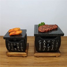 규카츠화로 일본식 돌판 구이판 숯불 화로 그릴 불판, 12x12x1.5cm 싱글 스톤 보드, 1개, 1cm