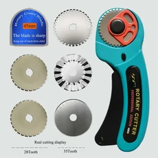 45mm 천공 로터리 커터 DIY 종이 핸드북 쉬운 찢어짐 물결 모양 레이스 엣지 도구 (예비 스킵 포함), 01 China Mainland, 03 FT145-35T1211