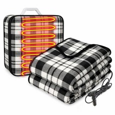 Tuanse 147.3 x 109.7cm(58 x 43인치) 12V 온열 자동차 담요 플러그 인 휴대용 자동차 전기 담요 담배 라이터 포함 온도 컨트롤러 및 보관 가방 포함, Tuanse 147.3 x 109.7cm(58 x 43