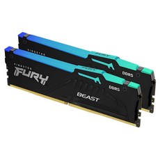킹스톤 퓨리 비스트 DDR5 RGB 데스크톱 메모리 6400MHz 16GB 블랙 2개입, 1개, KF564C32RBBK2/16
