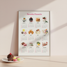 2026 디저트 한장 종이포스터 캘린더 달력