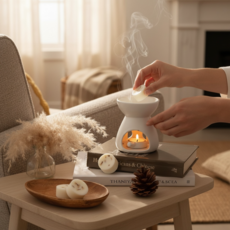 喀拉拉秘境香氛融蠟禮盒 4入香氛蠟塊+融蠟燭燈, 白