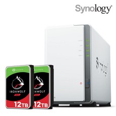 [ 시놀로지 공식총판 ] 시놀로지 나스 DS223j 2Bay NAS 아이언울프 12TB 하드디스크 12테라 2개 합본