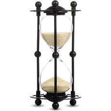 장식용 15분 모래시계 블랙 메탈과 살구색 모래로 만든 홈 오피스용 빈티지 모래 시계 책상 장식, Apricot