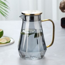 陶瓷茶水杯套裝 家用客廳水杯套餐 高硼硅玻璃水壺 北歐輕奢鑽石冷水壺 易清洗, 1個, （高雅灰）鉆石壺