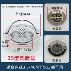 通用4050拖把池淺口過濾網 防堵提籃過濾器, 35洗臉盆過濾網1個裝