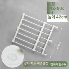 강아지문 펜스 방범 베란다 울타리 출입문 고양이방묘문, 화이트 42-60 너비x42, 문 구멍 , 드릴링 불필요 (신축 가능), 1개