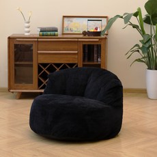 라지 크레센트 빈백 체어 성인 사이즈 빈백 폼 필링 고급 코듀로이 소재 거실/침실/기숙사/사무실용, Black